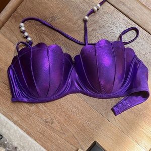 Disney Little Mermaid Top with faux pearls, purple, size s